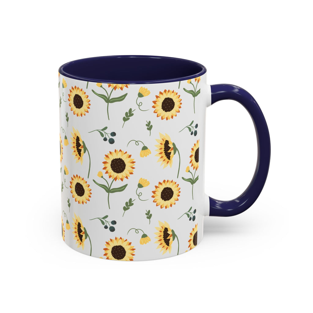 Sunflower Pattern Accent Coffee Mug — 11/15oz Ceramic Mug