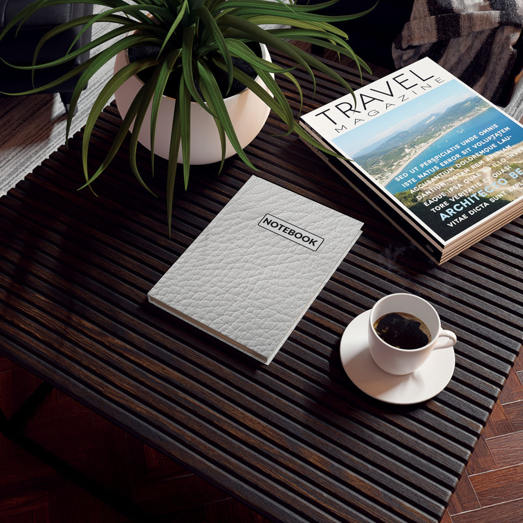 White Leather Texture Journal — "NOTEBOOK" Cover with Creative Vibe Publishing