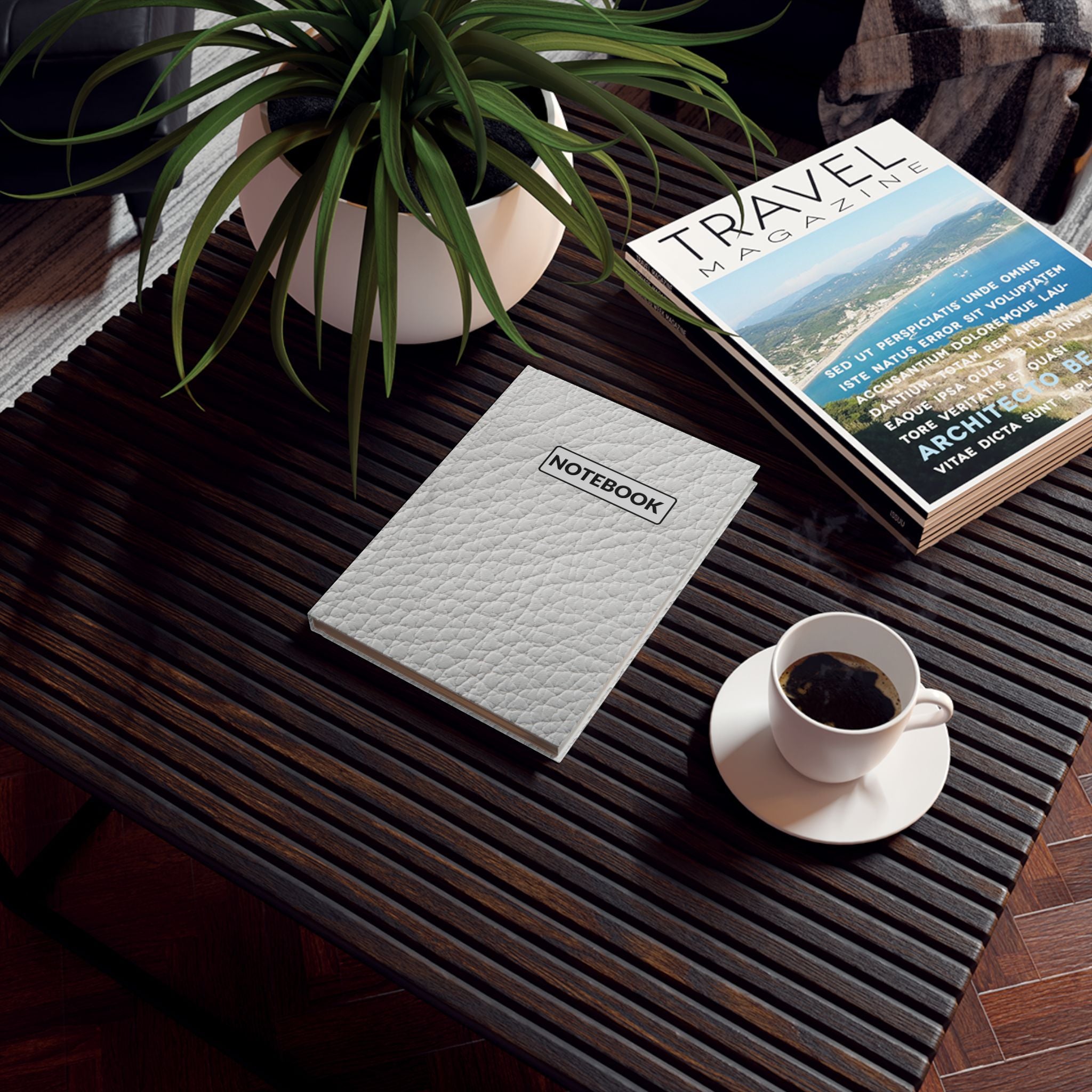 White Leather Texture Journal — "NOTEBOOK" Cover with Creative Vibe Publishing