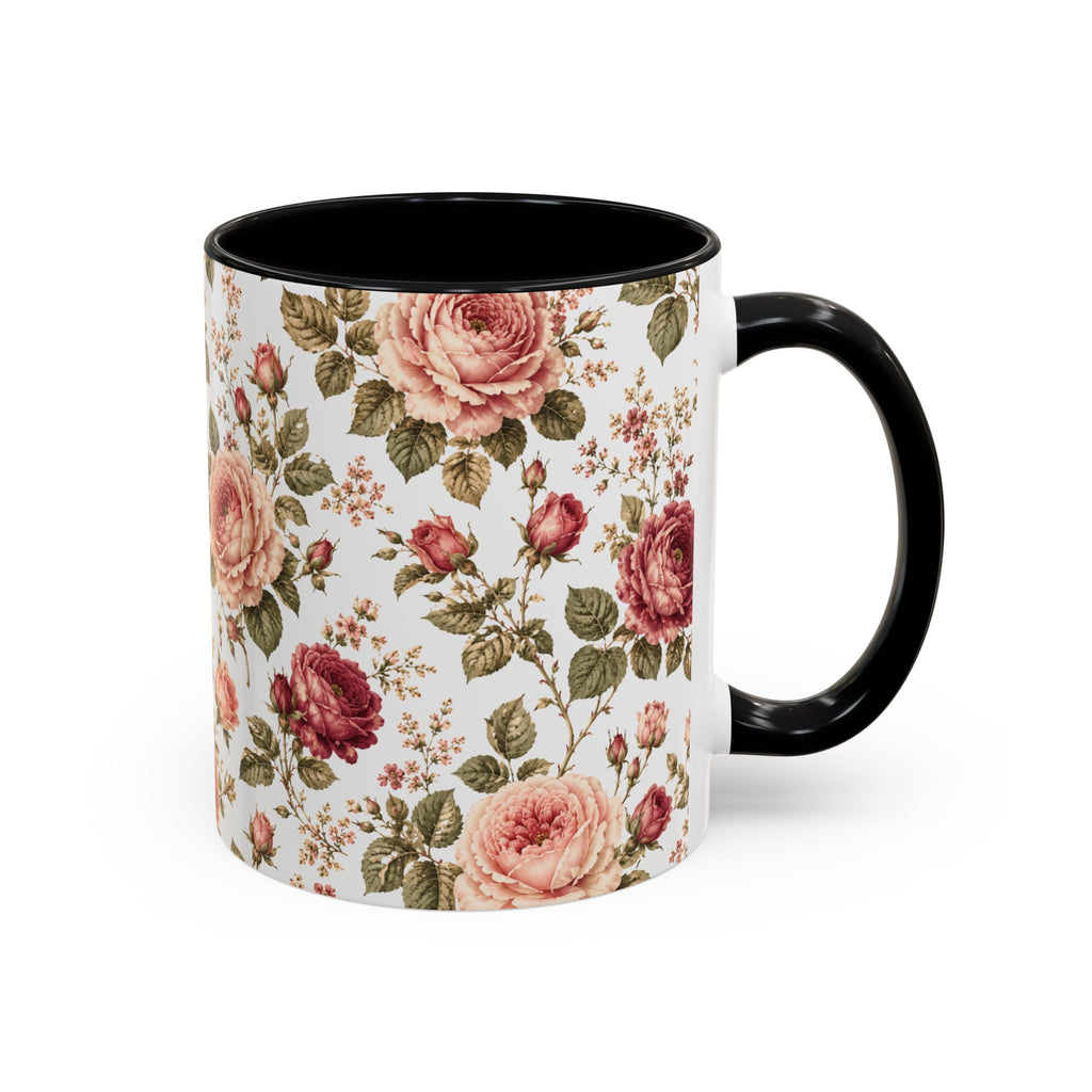 Floral Rose Accent Coffee Mug — Vintage Garden 11/15oz