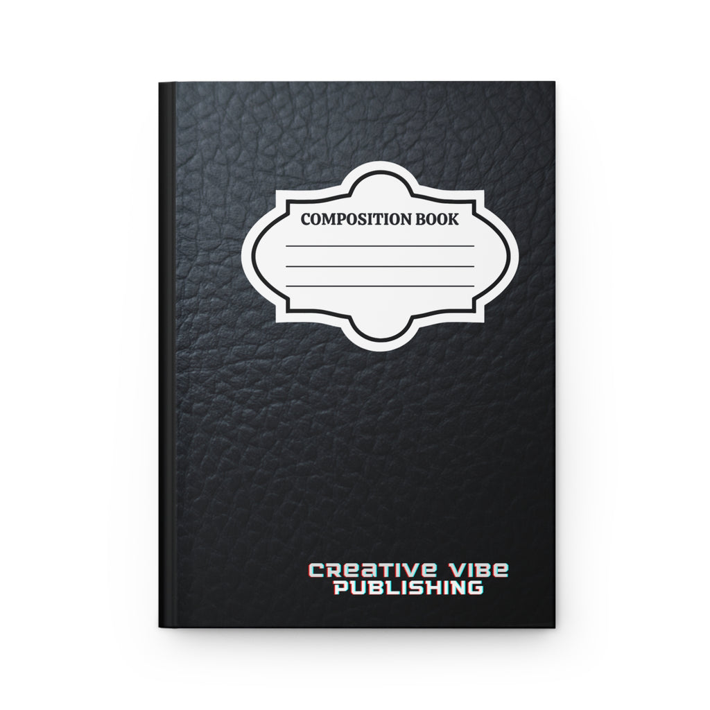 Composition Book Hardcover Journal — Classic Black Leatherette Notebook for School, Notes & Creative Writing