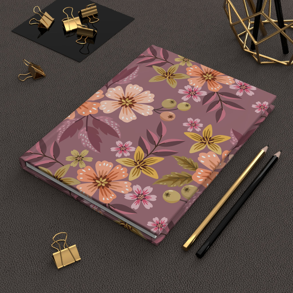 Floral Hardcover Journal — Vintage Mauve Botanical Notebook