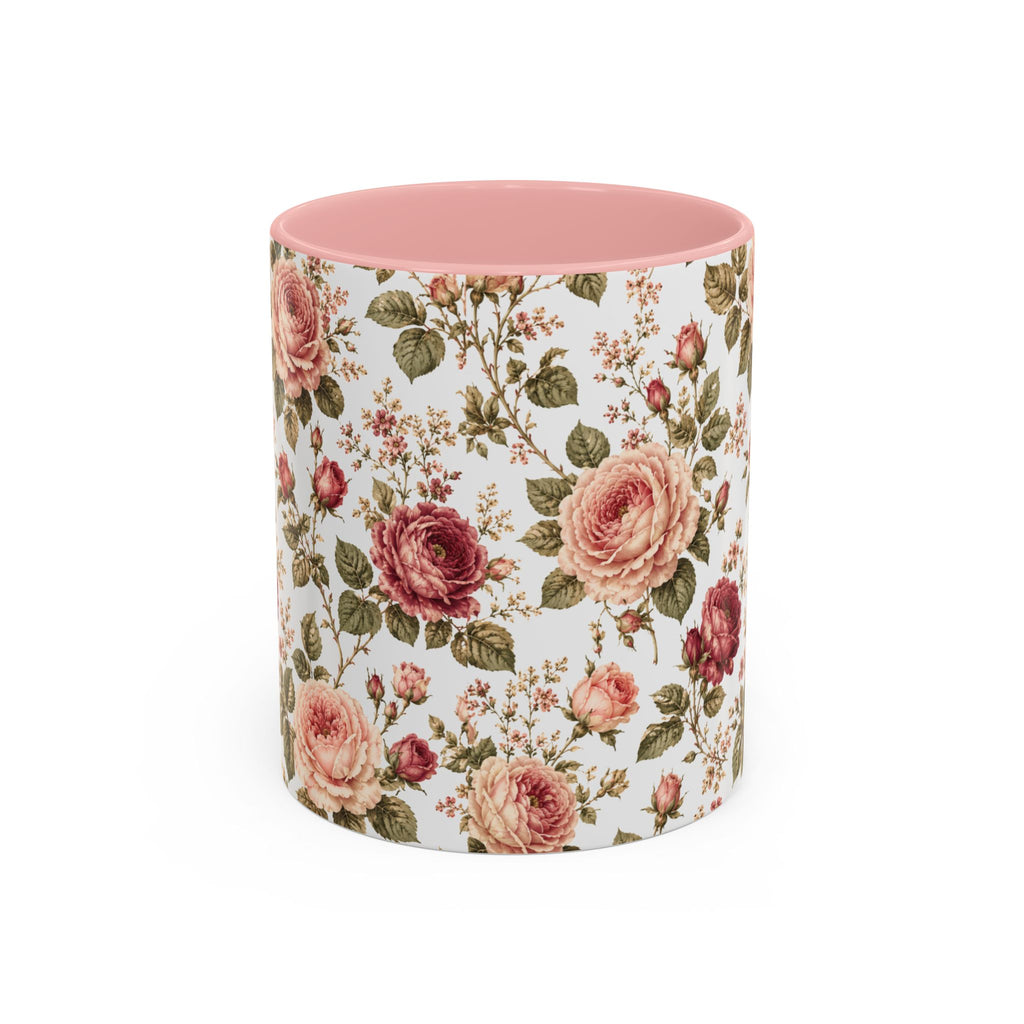 Floral Rose Accent Coffee Mug — Vintage Garden 11/15oz