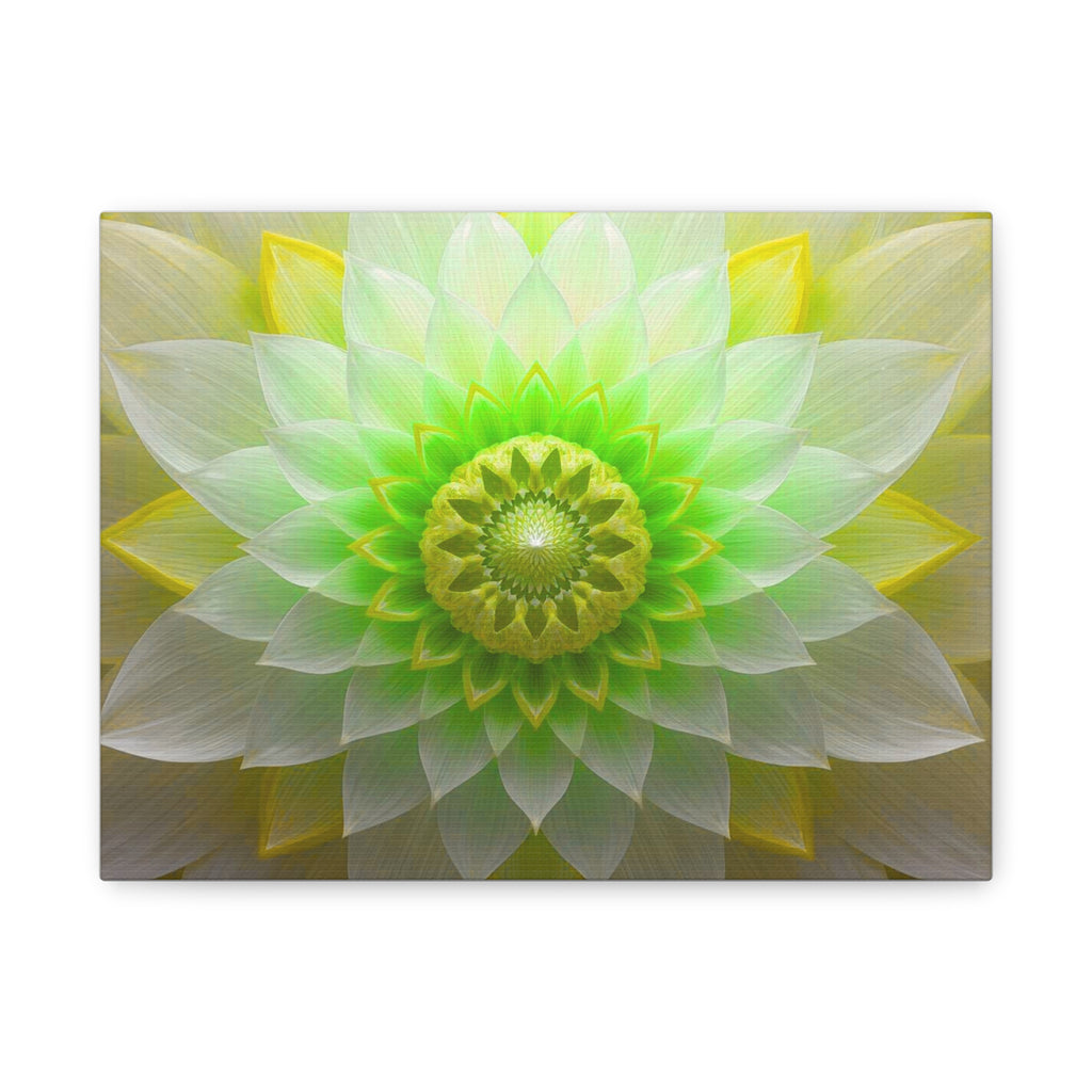 Green Lotus Mandala Canvas Wall Art — Stretched Matte Floral Decor