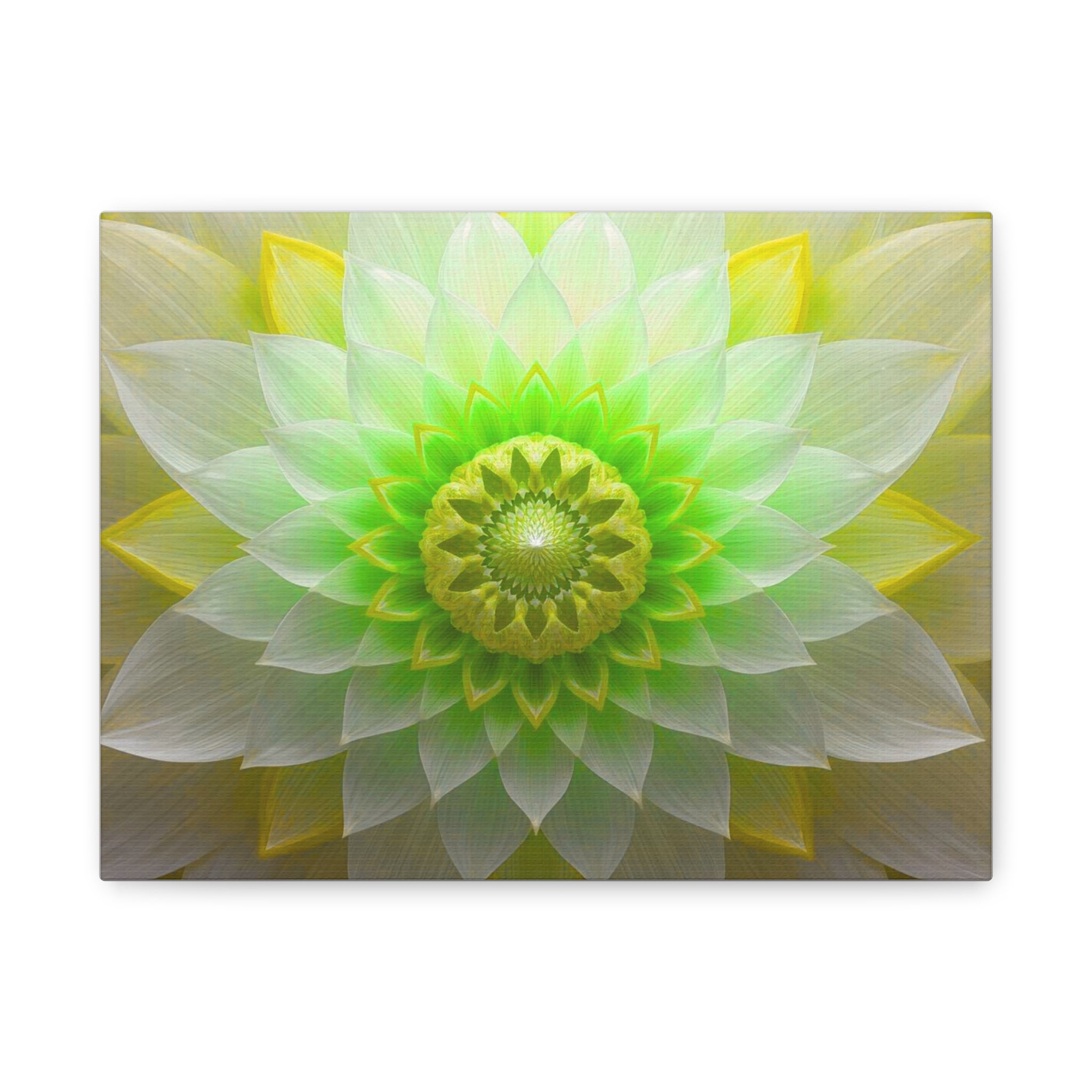 Green Lotus Mandala Canvas Wall Art — Stretched Matte Floral Decor