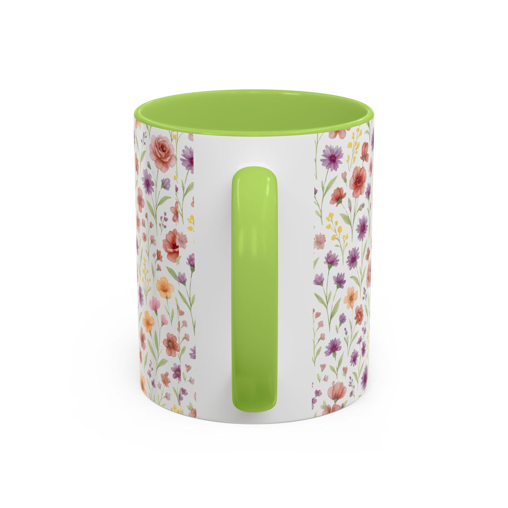 Floral Watercolor Accent Coffee Mug – Pink & Purple Wildflower Pattern (11/15oz)