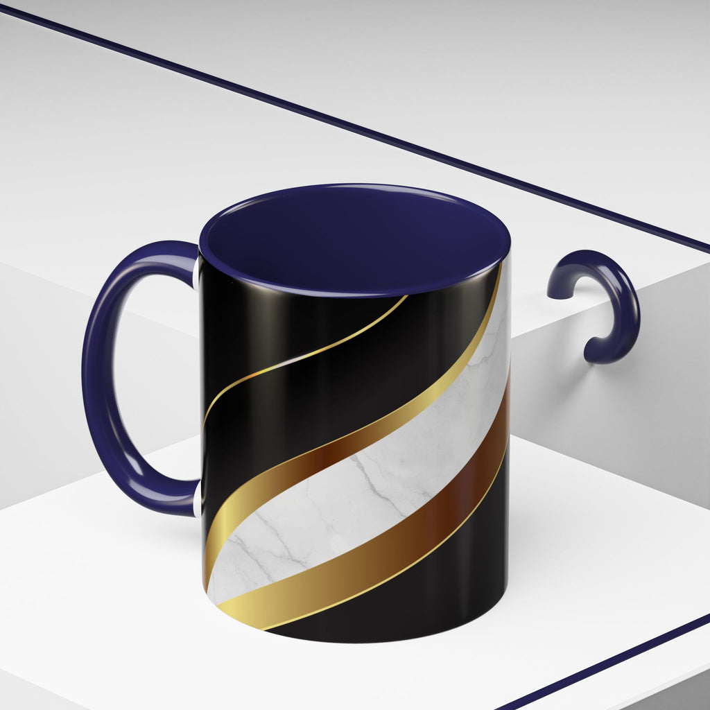 Black Marble Accent Coffee Mug — Gold Ribbon Elegance (11/15oz)