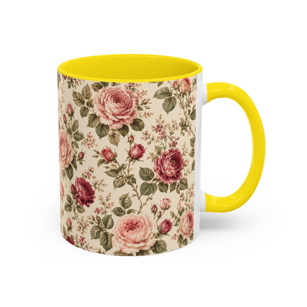 Vintage Rose Accent Coffee Mug – Floral 11/15oz