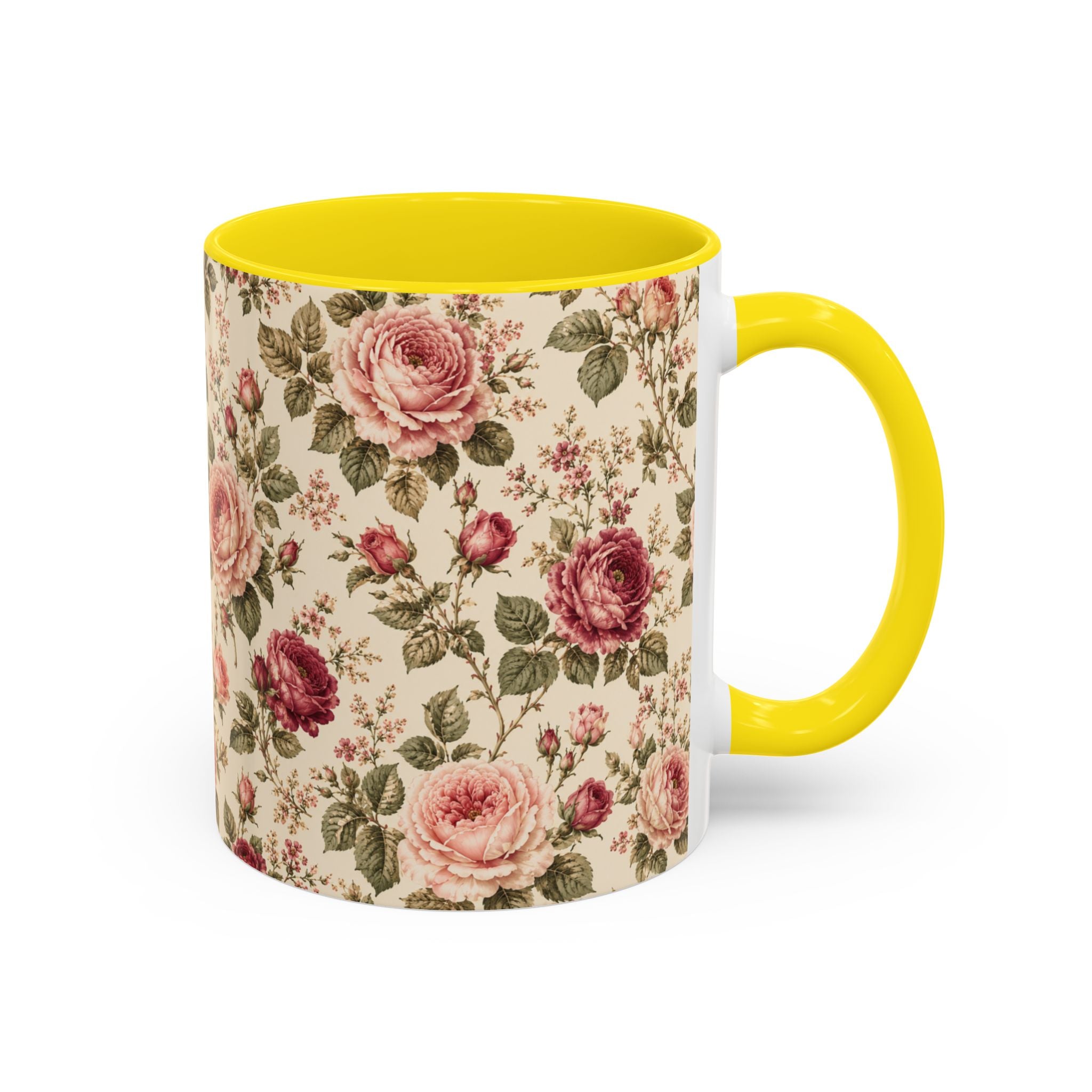 Vintage Rose Accent Coffee Mug – Floral 11/15oz