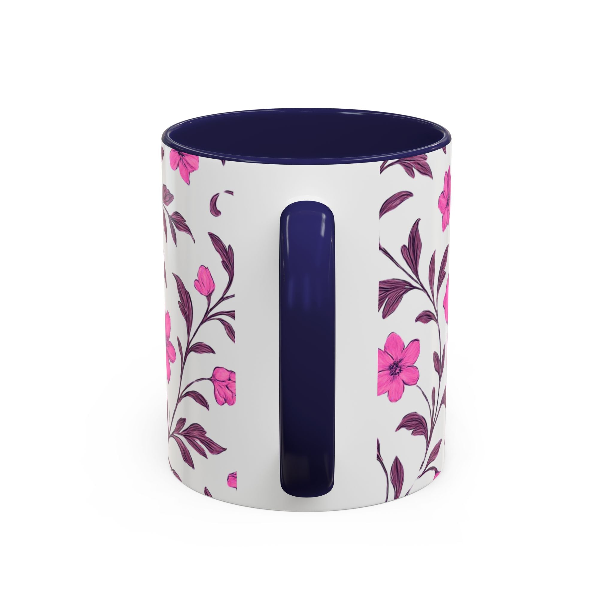 Pink Floral Accent Coffee Mug — 11/15oz