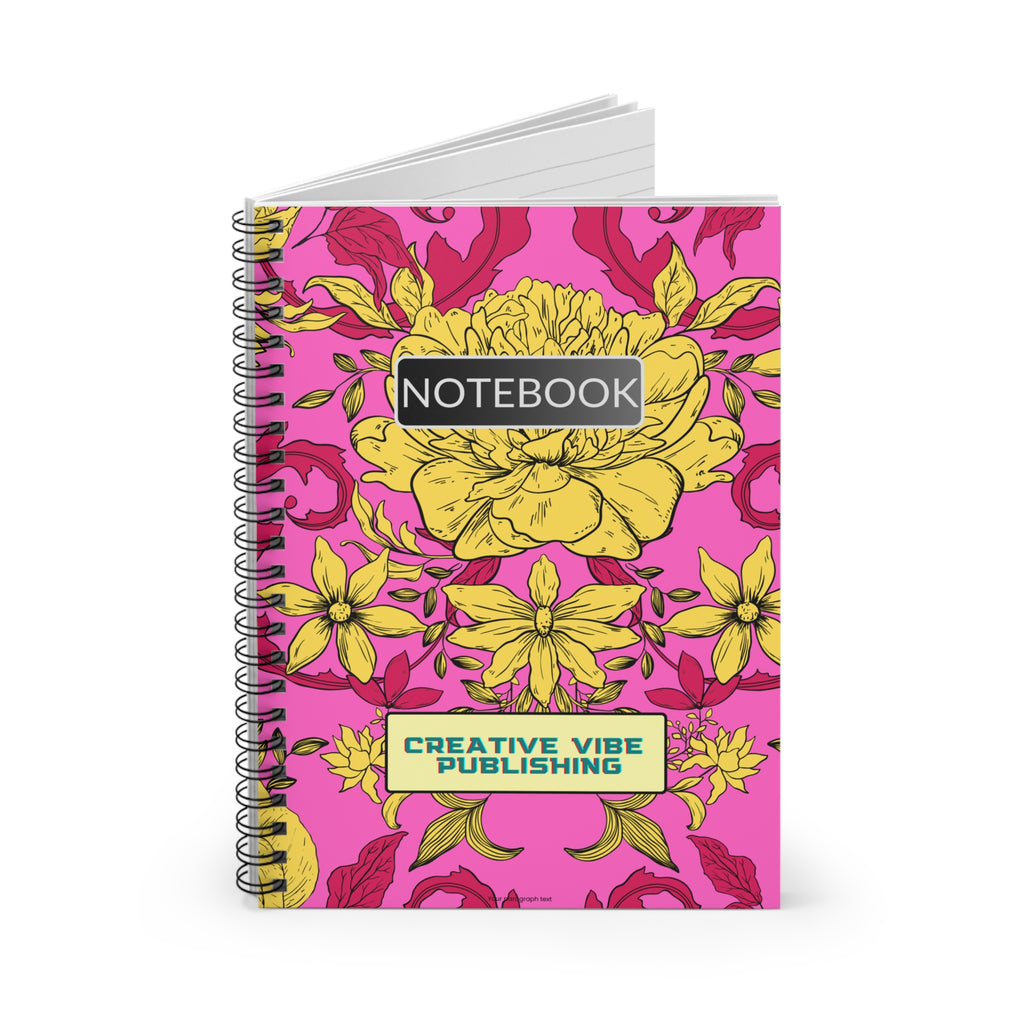 Floral Pink Spiral Notebook —  Creative Vibe  Ruled Journal