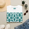 Teal Tile Pattern T‑Shirt — Retro Geometric Floral Graphic Tee