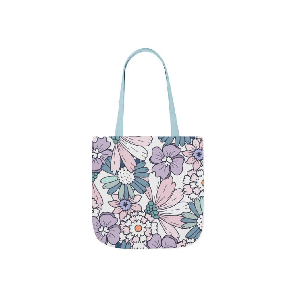 Floral Canvas Tote Bag — Pastel Daisy Garden Print