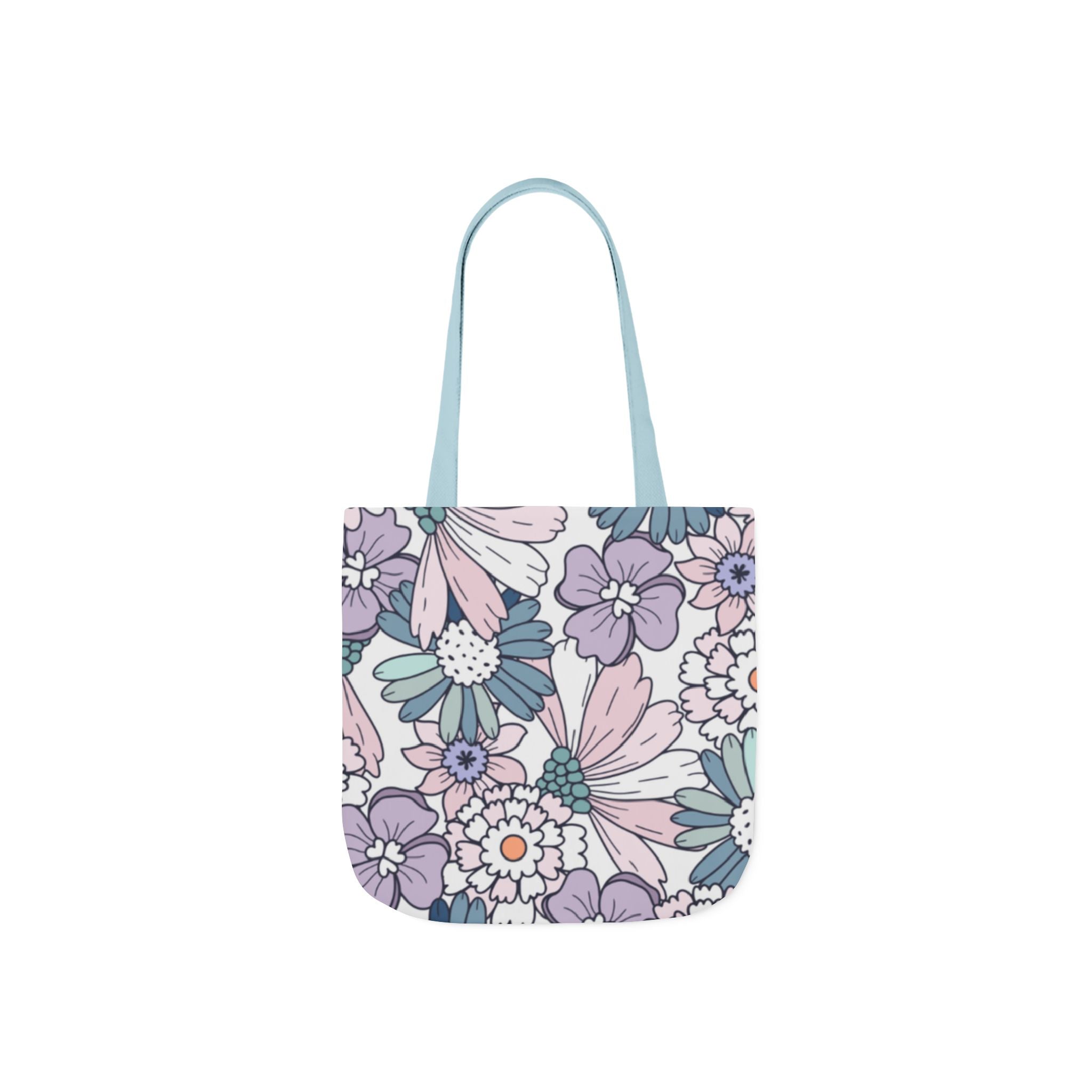 Floral Canvas Tote Bag — Pastel Daisy Garden Print
