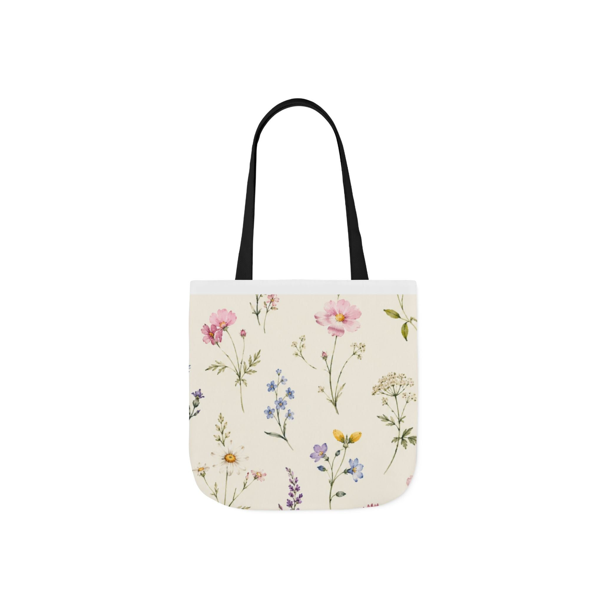 Floral Wildflower Canvas Tote Bag – Vintage Botanical Print, Everyday Market & Gift Tote