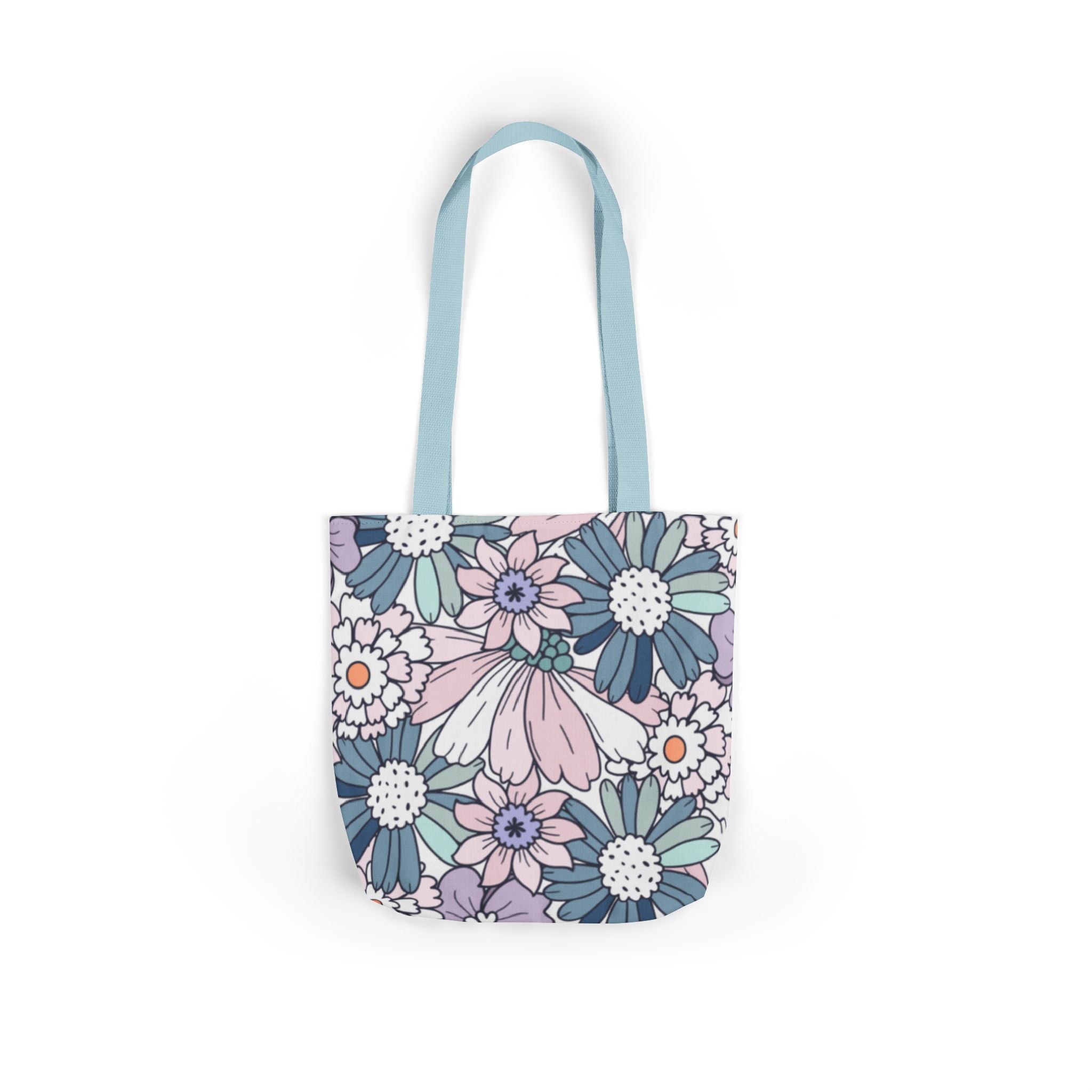 Floral Canvas Tote Bag — Pastel Daisy Garden Print