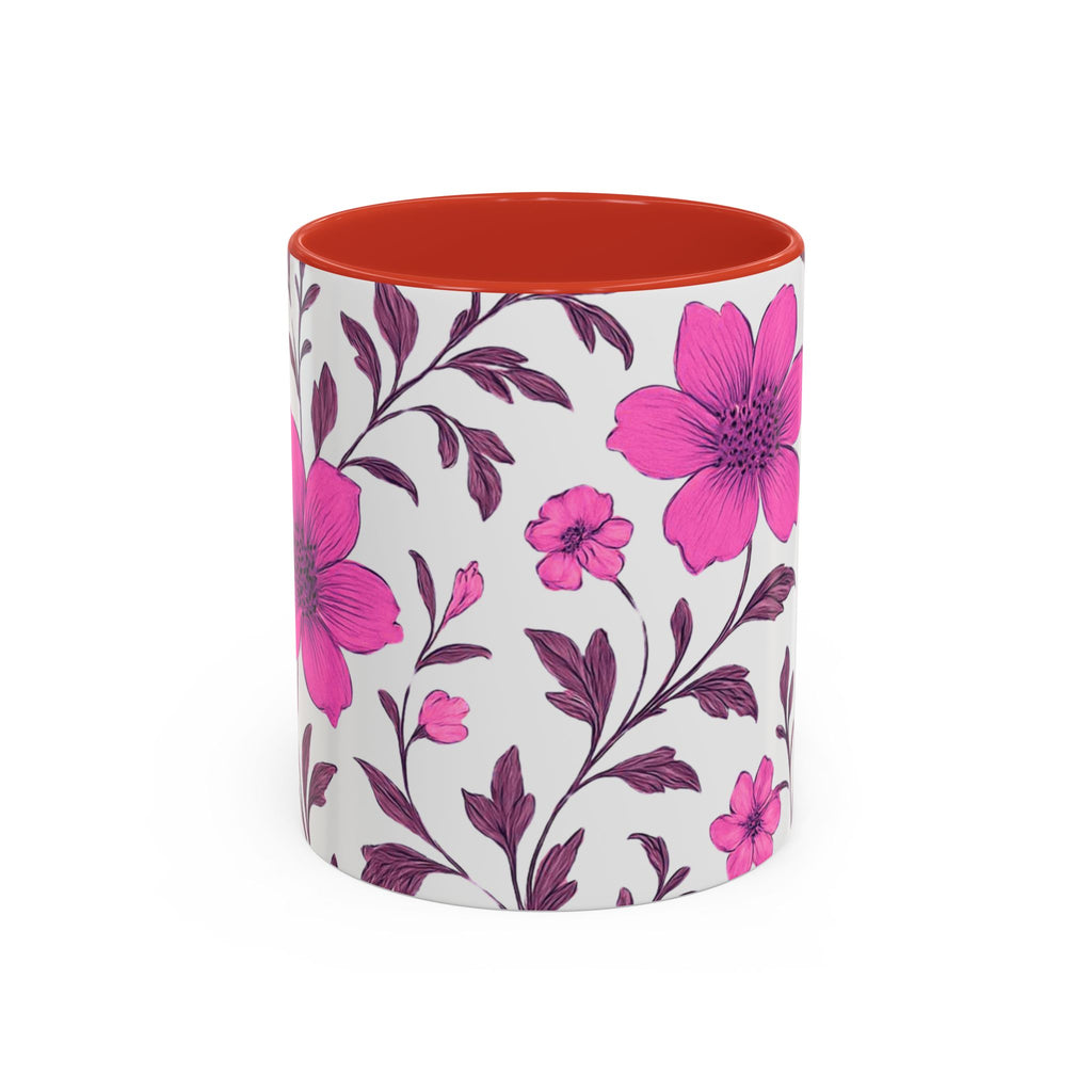Pink Floral Accent Coffee Mug — 11/15oz