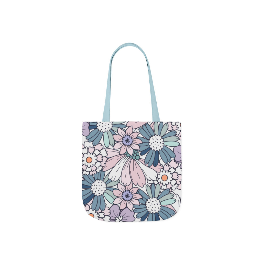 Floral Canvas Tote Bag — Pastel Daisy Garden Print