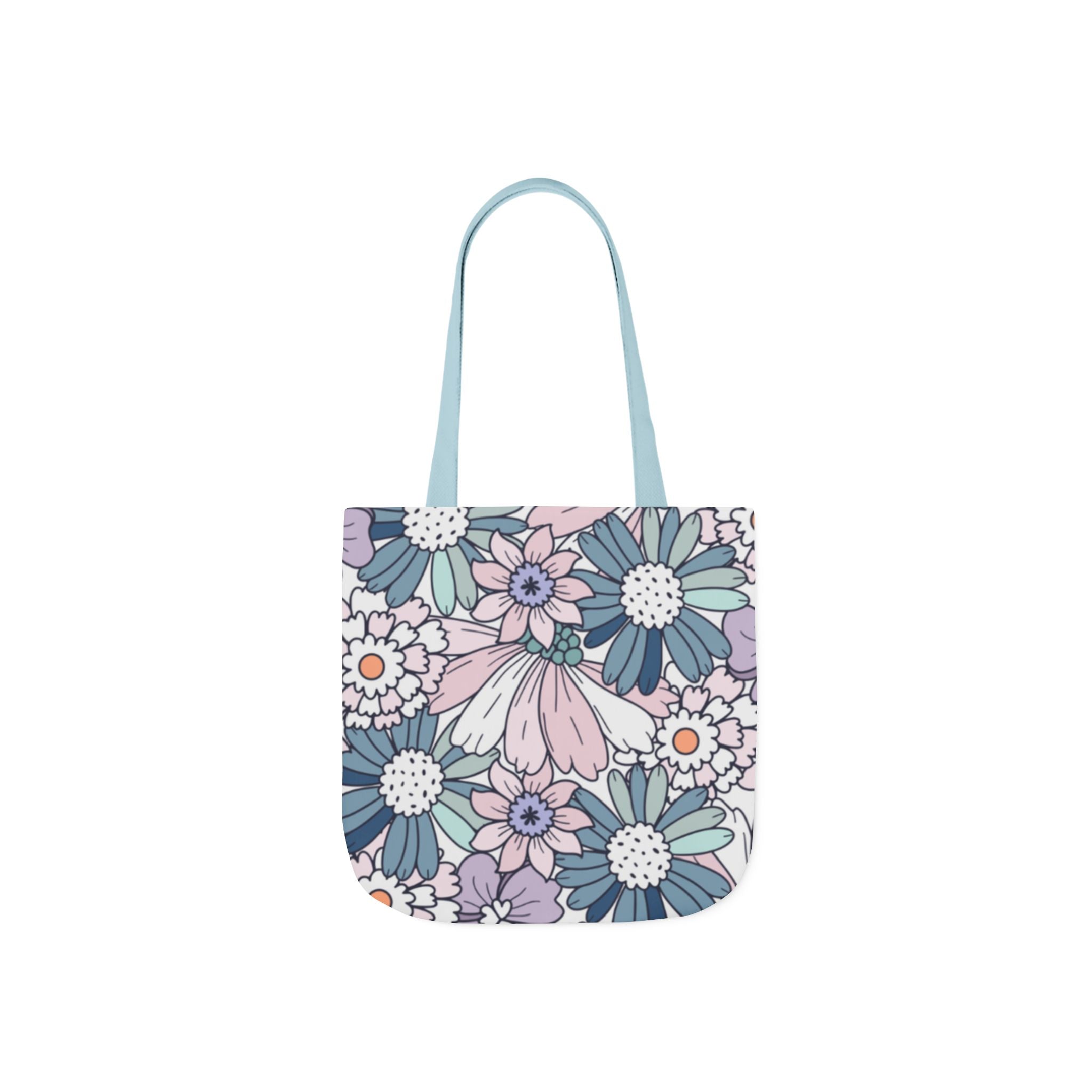 Floral Canvas Tote Bag — Pastel Daisy Garden Print