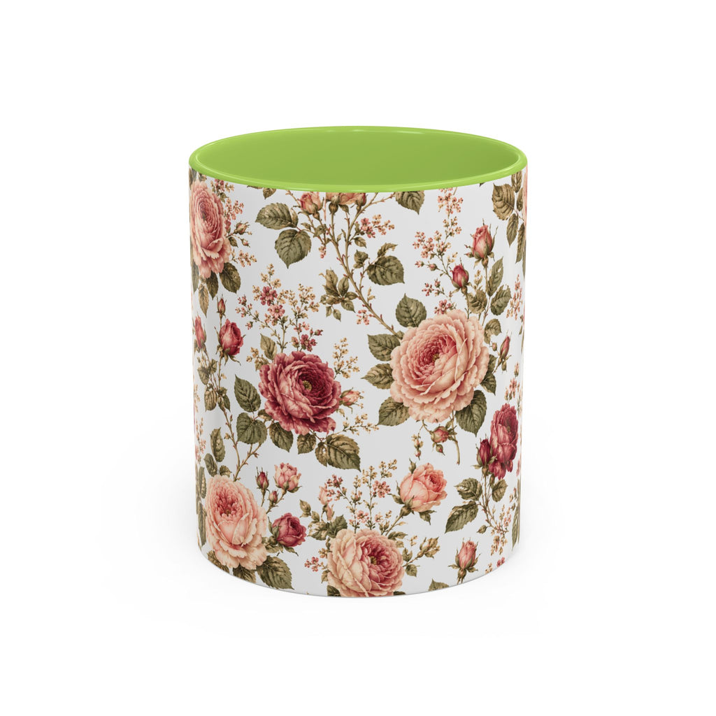 Floral Rose Accent Coffee Mug — Vintage Garden 11/15oz