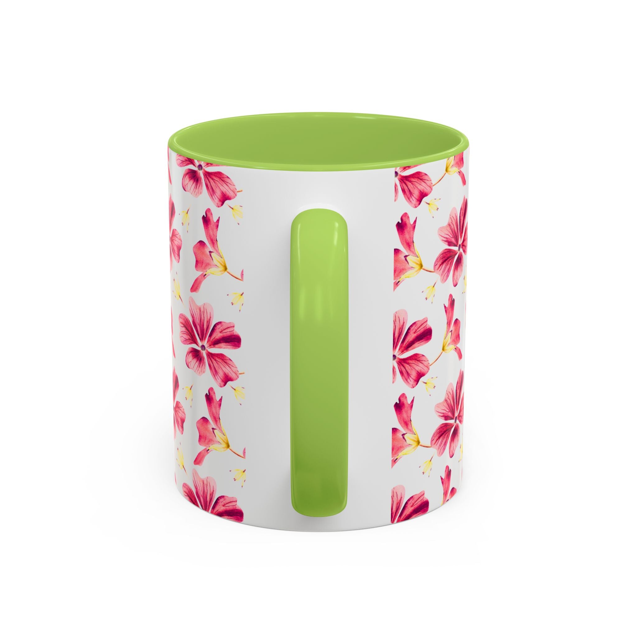 Pink Floral Accent Coffee Mug – Watercolor Hibiscus Pattern (11/15 oz)