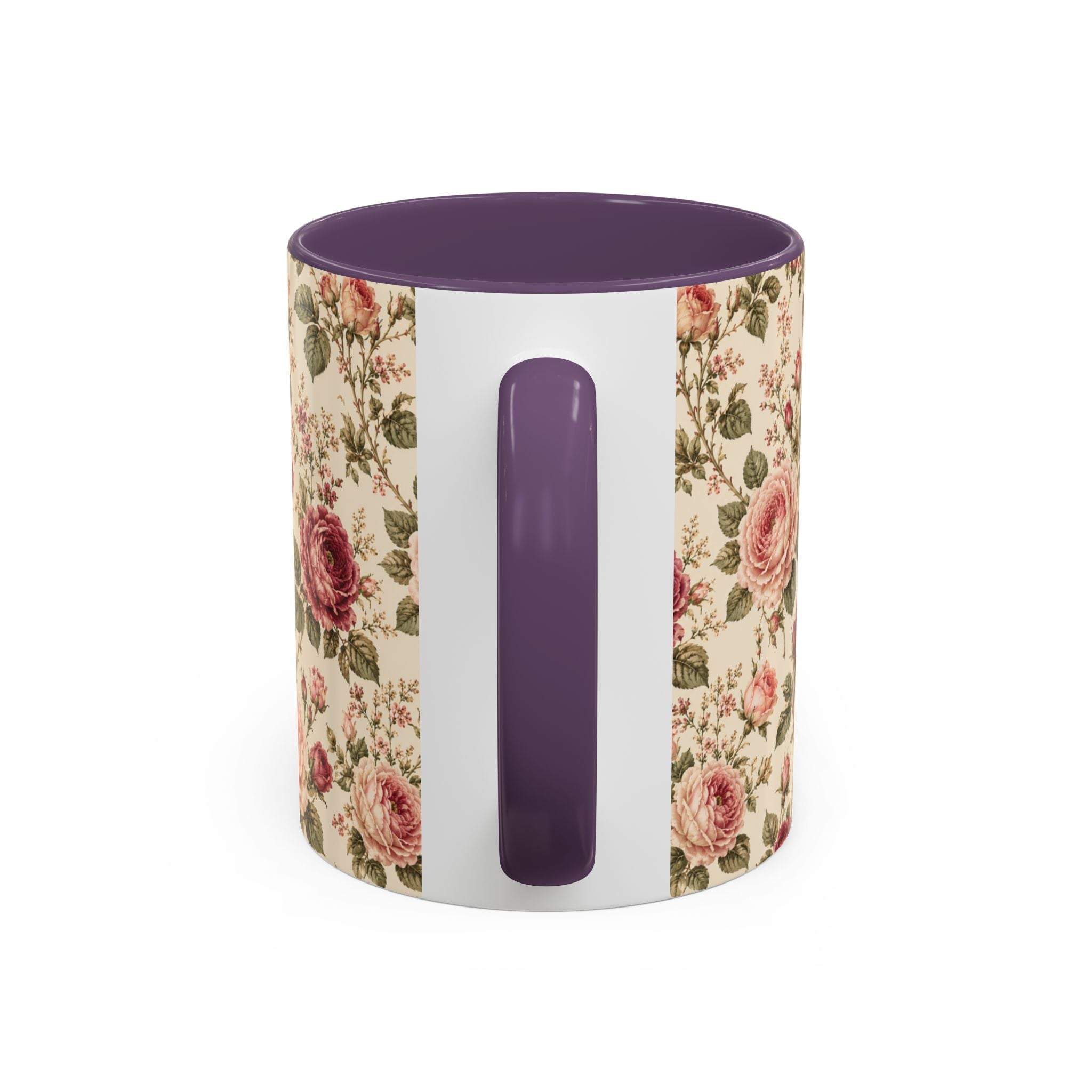 Vintage Rose Accent Coffee Mug – Floral 11/15oz Ceramic Cup
