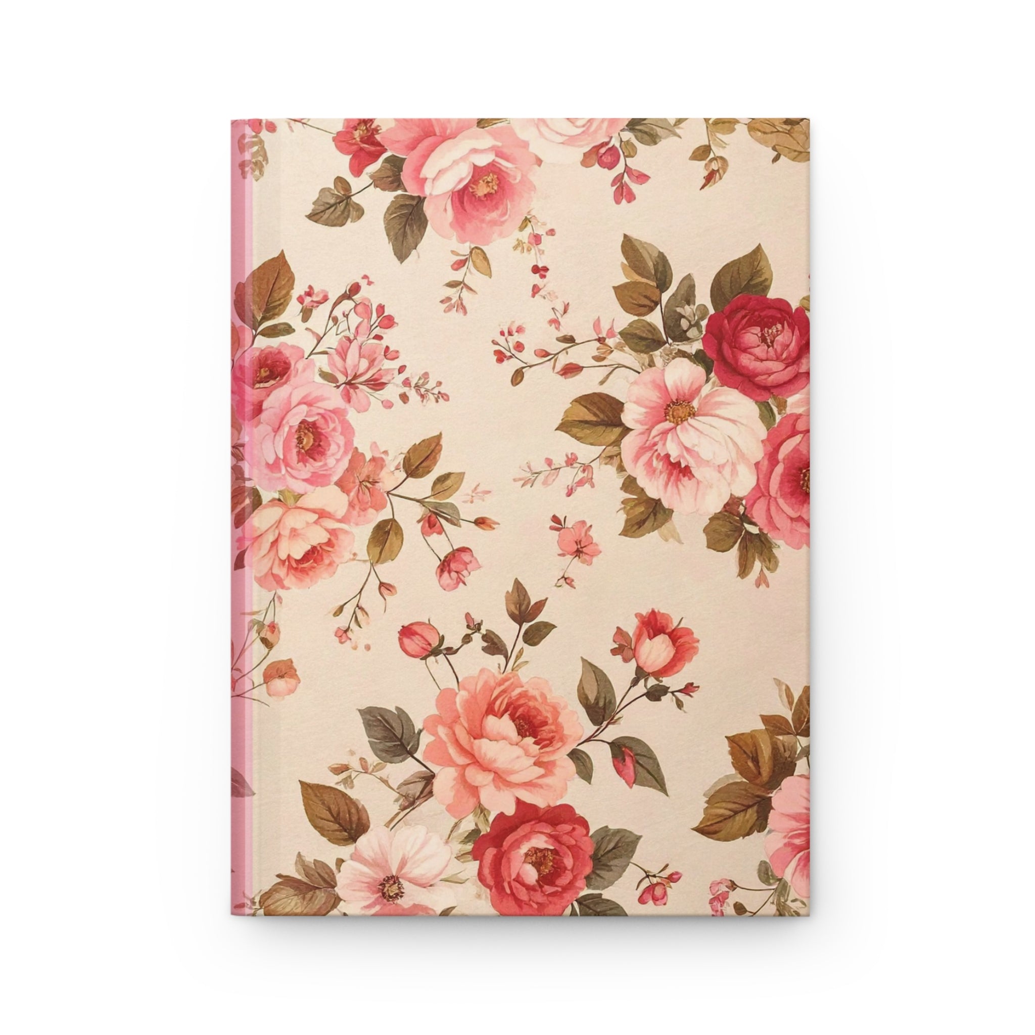 Floral Rose Hardcover Journal — Vintage Pink Notebook for Writing & Gifts