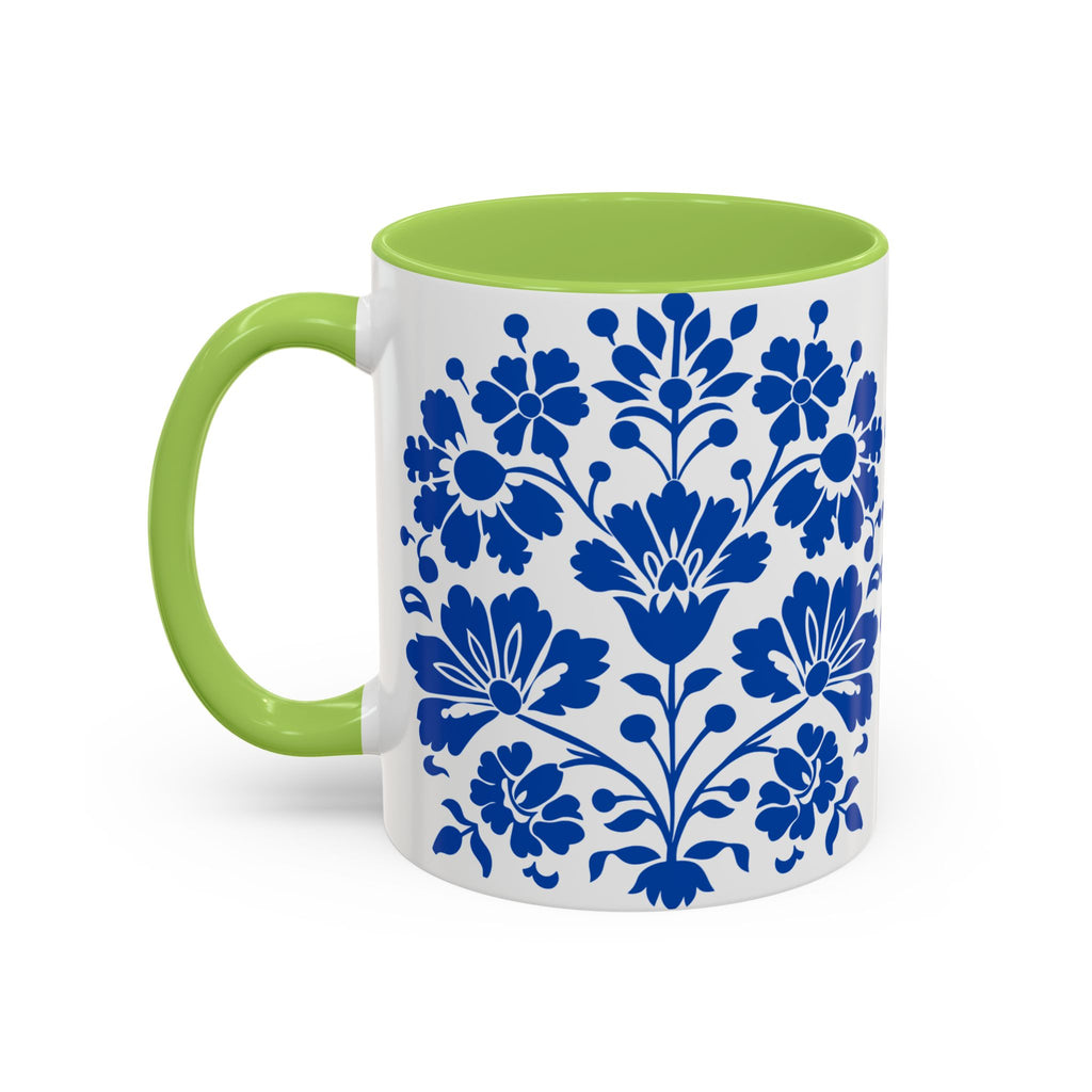 Blue Floral Accent Coffee Mug – Ceramic 11/15oz