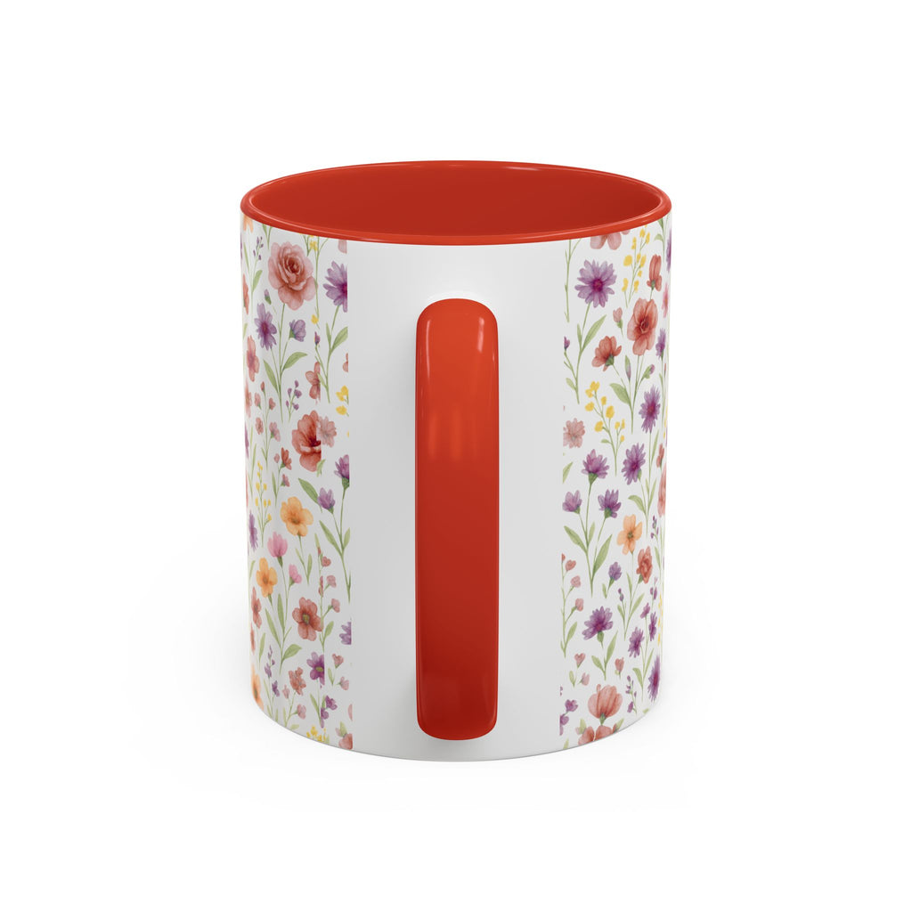 Floral Watercolor Accent Coffee Mug – Pink & Purple Wildflower Pattern (11/15oz)