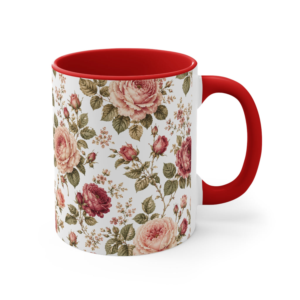 Vintage Rose Accent Mug – Pink Interior Floral Coffee Cup