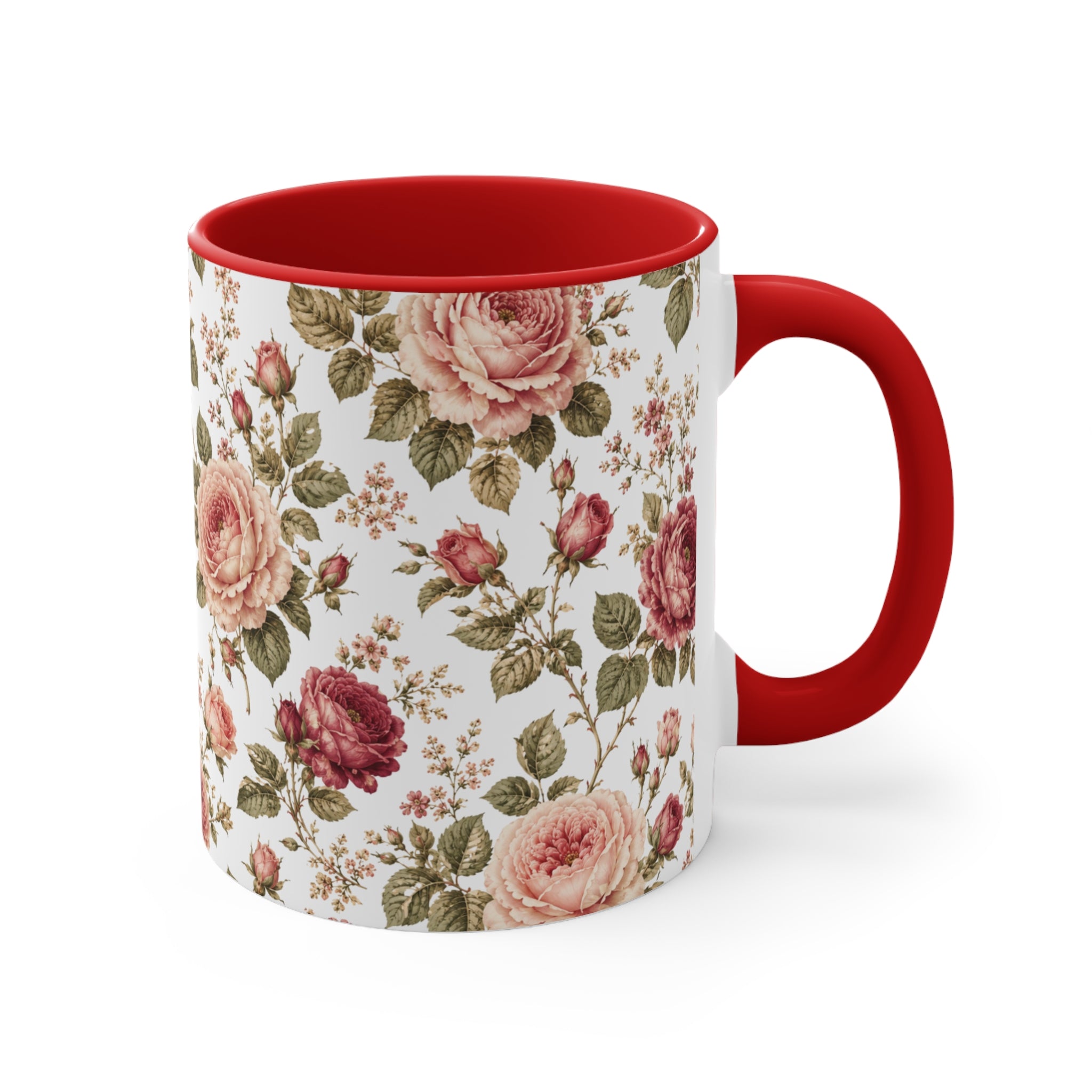 Vintage Rose Accent Mug – Pink Interior Floral Coffee Cup