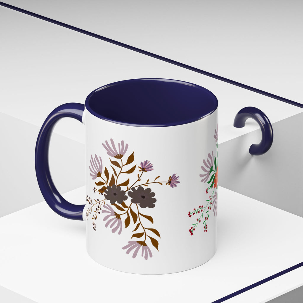 Floral Bouquet Accent Coffee Mug – Colorful Wildflower Design (11/15oz)