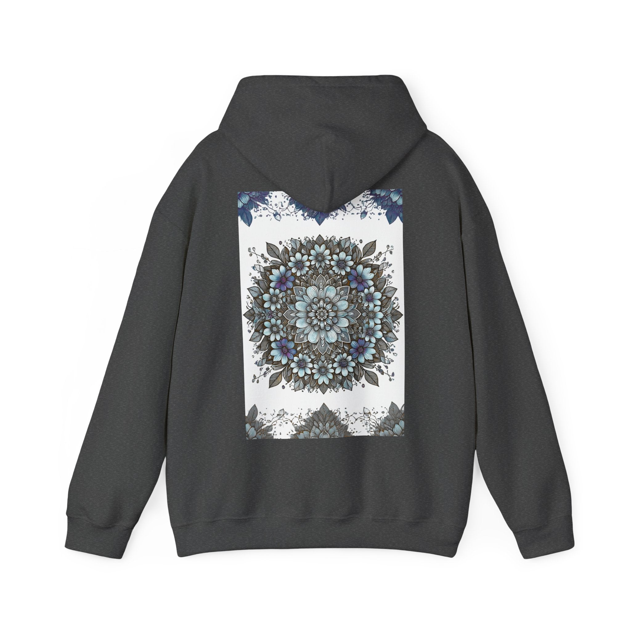 Floral Mandala Hoodie — Blue Botanical Symmetry Pullover