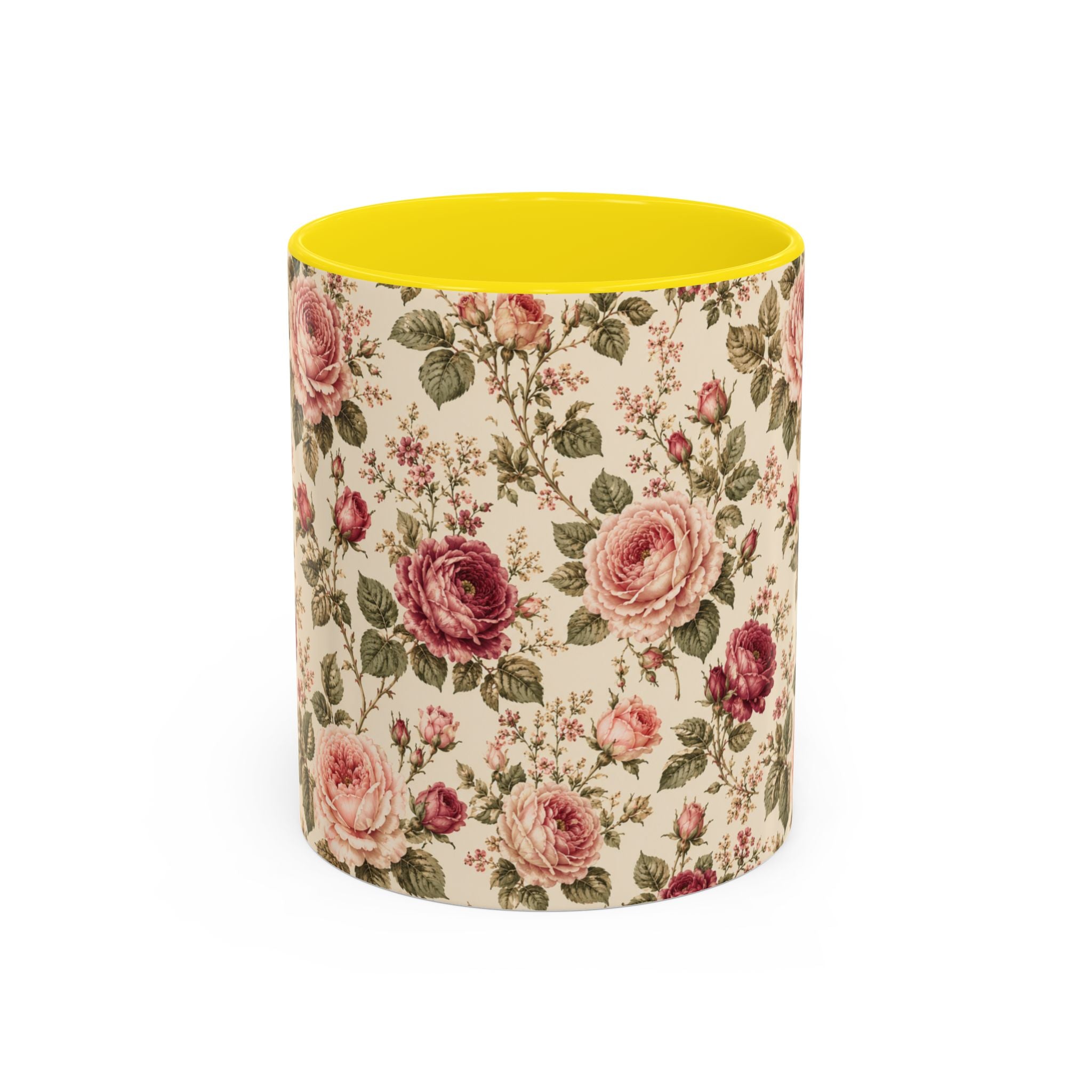 Vintage Rose Accent Coffee Mug – Floral 11/15oz Ceramic Cup