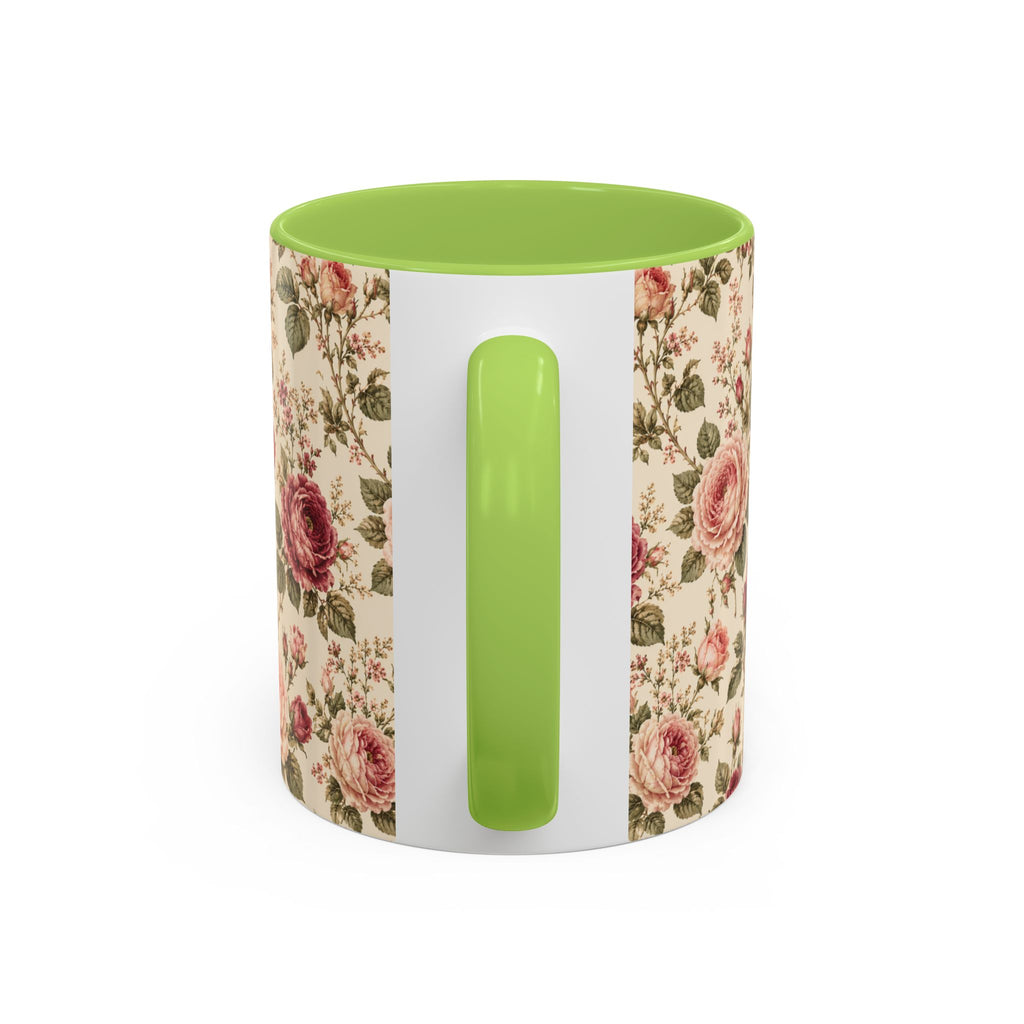 Vintage Rose Accent Coffee Mug – Floral 11/15oz Ceramic Cup