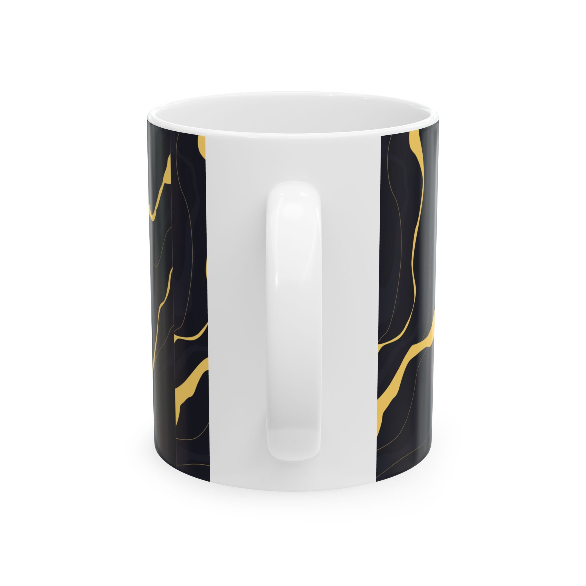 Black & Gold Marble Ceramic Mug — Elegant Swirl Coffee Cup (11oz, 15oz)