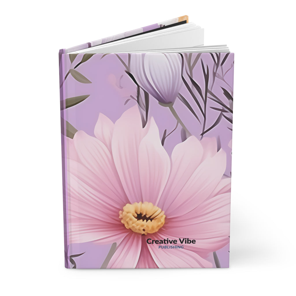 Floral Lavender Hardcover Journal — 'Creative Vibe' Pink Bloom Notebook
