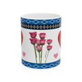 Valentine Floral Ceramic Mug (11oz & 15oz) — Pink Roses, Hearts & Love Design