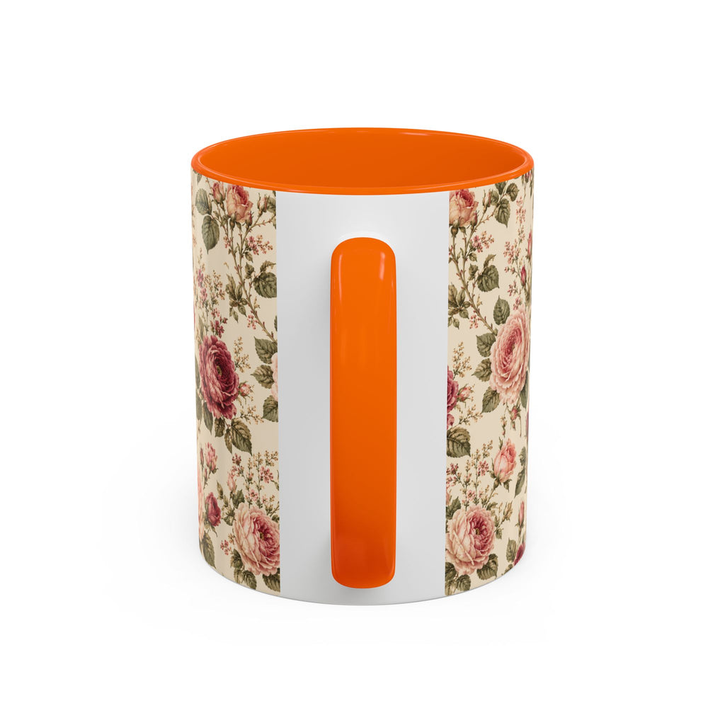 Vintage Rose Accent Coffee Mug – Floral 11/15oz Ceramic Cup