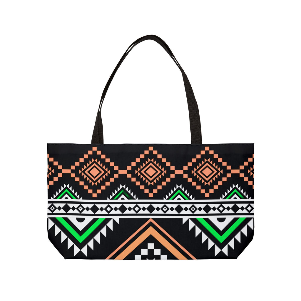Aztec Geo Weekender Tote Bag — Black & Neon Tribal Beach Bag