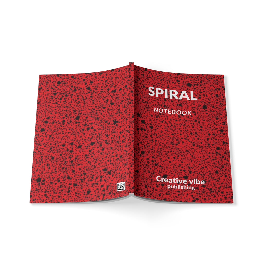 Red Speckled Spiral Notebook — A5 Softcover Journal ("SPIRAL" Cover)