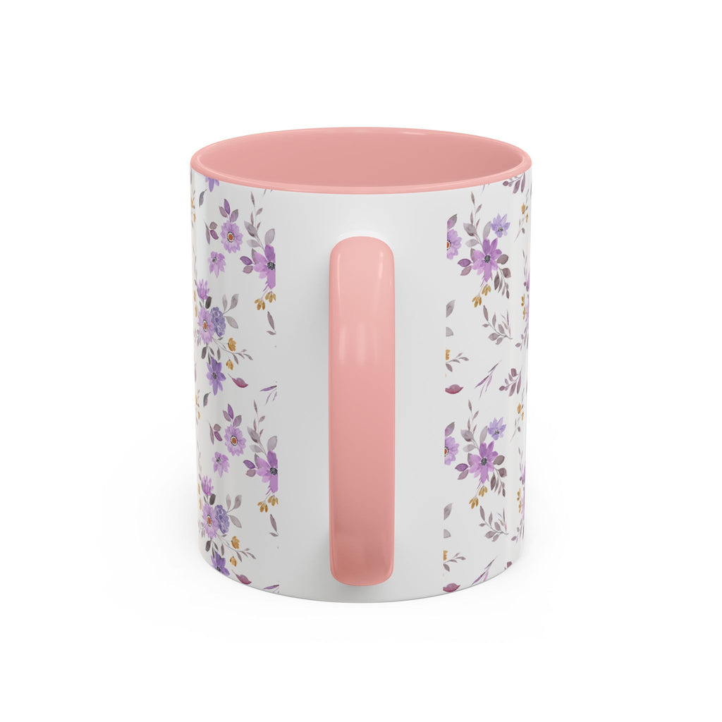 Floral Lavender Accent Coffee Mug — Purple Vintage Rose Pattern (11/15oz)
