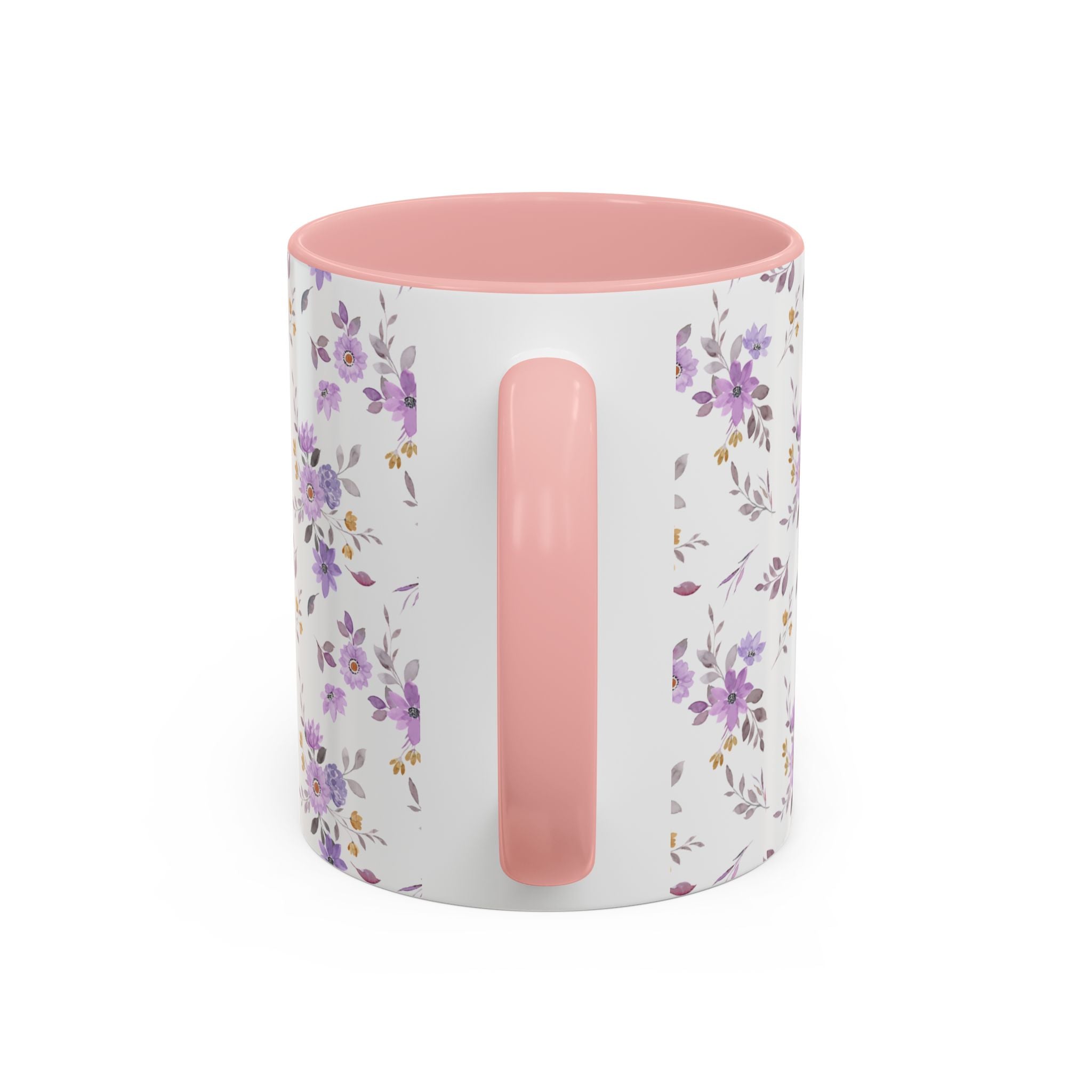 Floral Lavender Accent Coffee Mug — Purple Vintage Rose Pattern (11/15oz)
