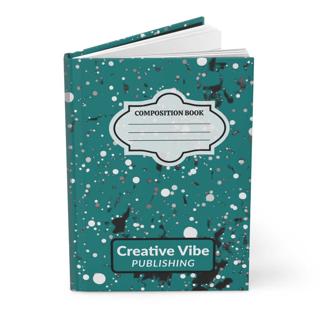Hardcover Journal — Teal Splatter Composition Book with “Creative Vibe Publishing”