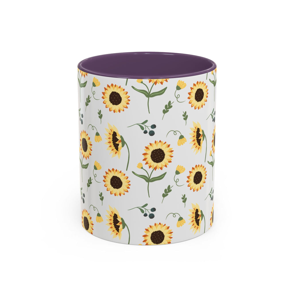 Sunflower Pattern Accent Coffee Mug — 11/15oz Ceramic Mug