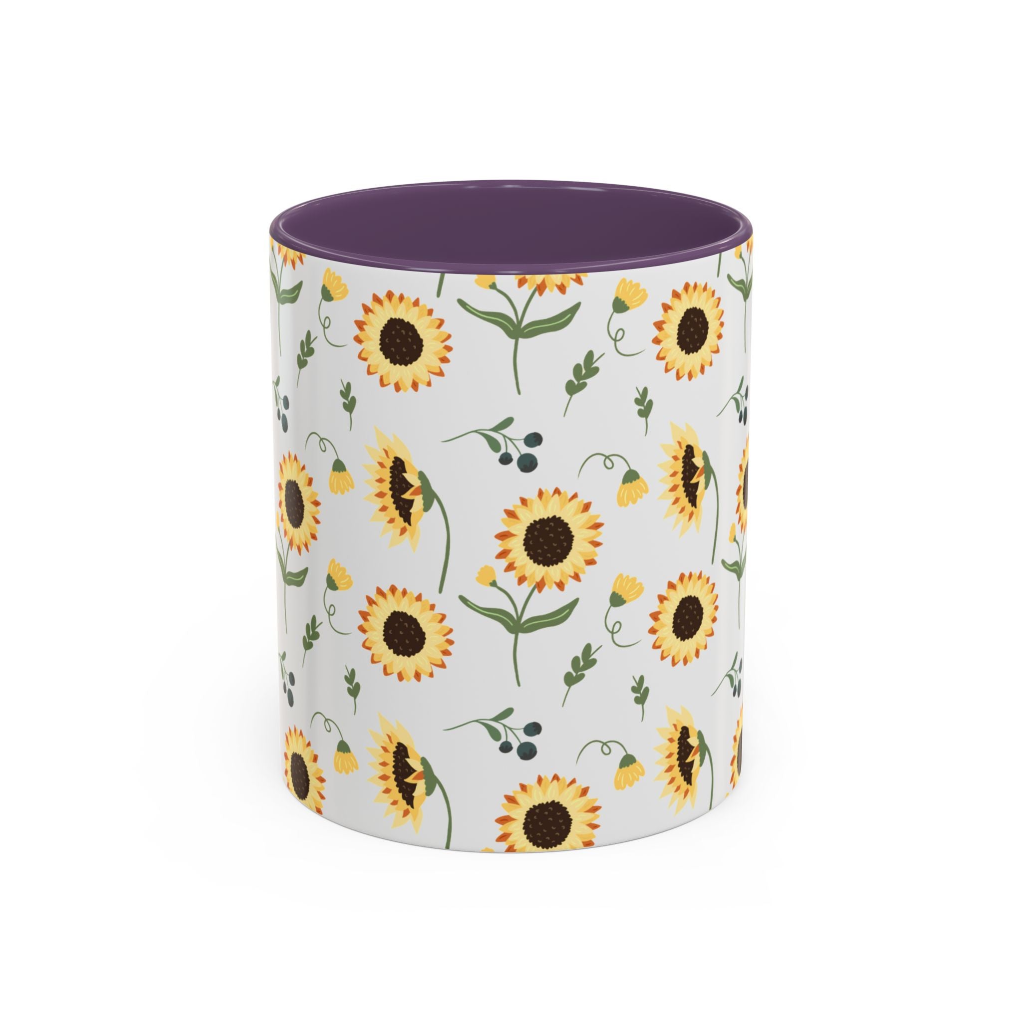 Sunflower Pattern Accent Coffee Mug — 11/15oz Ceramic Mug