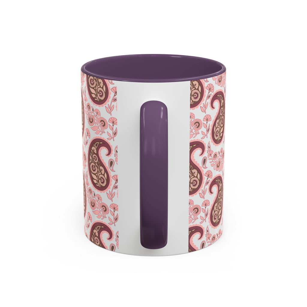 Pink Paisley Accent Coffee Mug — Decorative Floral Pattern 11/15oz