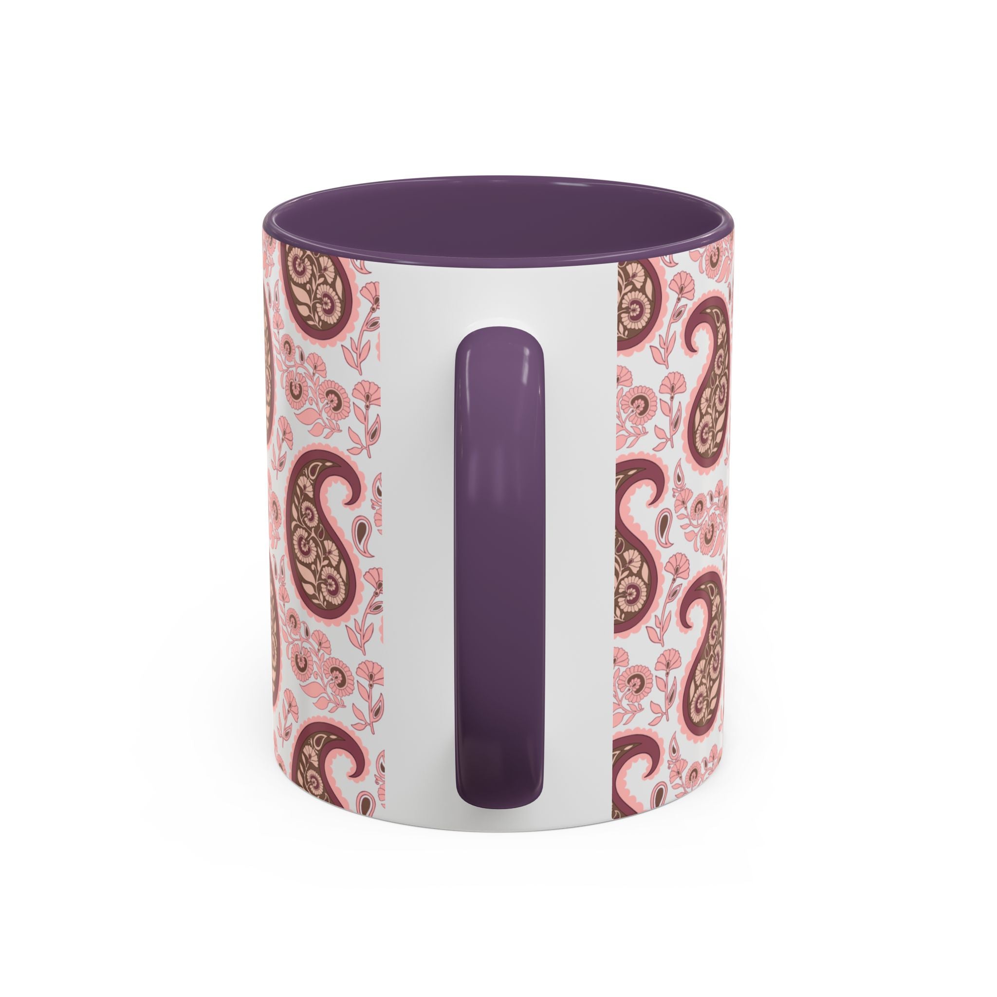 Pink Paisley Accent Coffee Mug — Decorative Floral Pattern 11/15oz