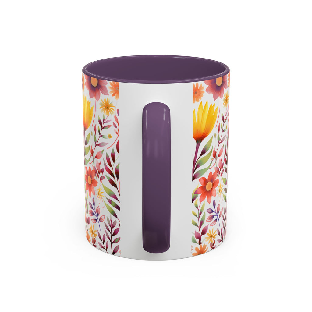 Floral Accent Coffee Mug – Colorful Watercolor Garden Design (11/15oz)