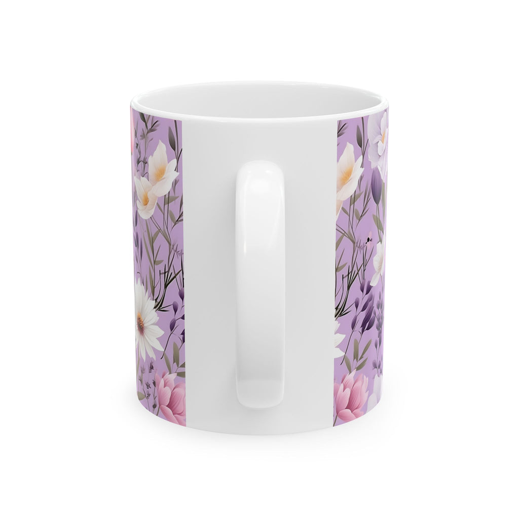 Floral Lavender Ceramic Mug — Purple Wildflower Pattern (11oz & 15oz)